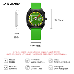 Montre à quartz <span class=keywords><strong>pour</strong></span> homme avec bracelet en silicone souple, style football, étanche 3 ATM, boîtier 20*20MM, boucle ardillon, emballage OEM - Product Image 5