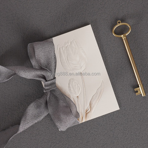 Carte de vœux de mariage à tenir à la main, carte postale élégante en platine pour la Saint-Valentin, cadeau de fleuriste, ruban de mariage, anniversaire - Product Image 4