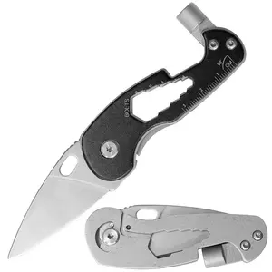 Multifunction V Grind Sandblasted Pen Blade Thumb Hole Fvie Bolt Wrenches 3cm Ruler Folding Knife With Drum Key