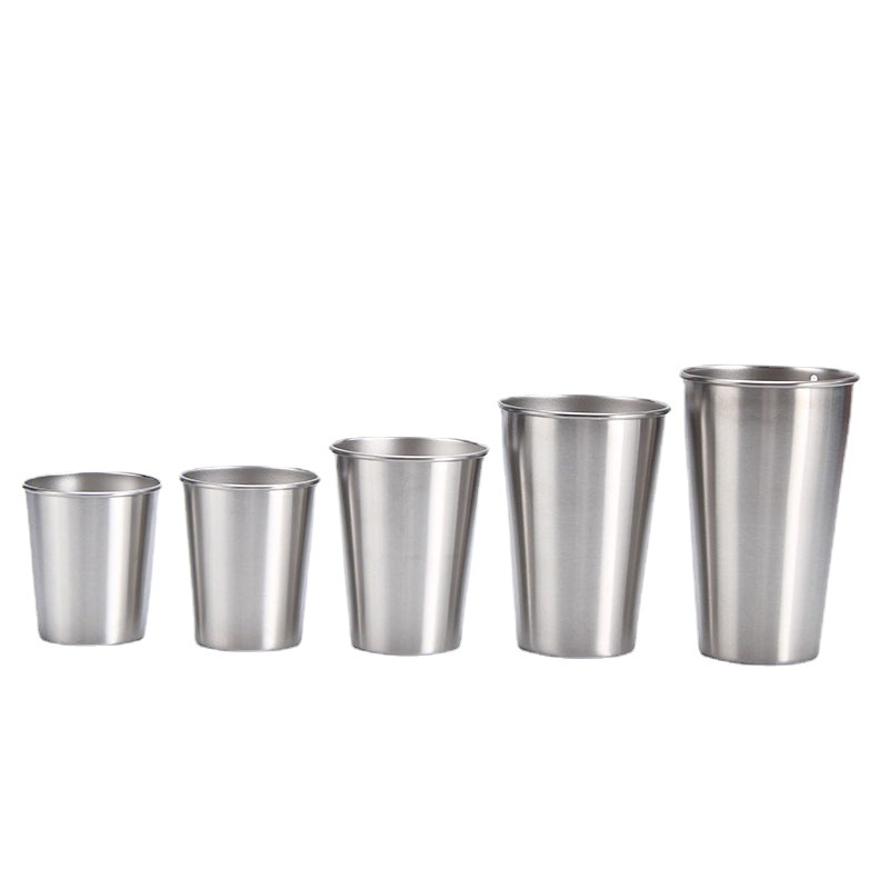 Groothandel Hoogwaardige Bar Bier Enkele Muur Stapelbare Tuimelaar 304 Roestvrij Staal Custom Metal Shot Glazen Mok Pint Cups