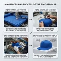 Gorra de Béisbol Vintage Personalizada al por Mayor con 5 Paneles Planos, Regalo Corporativo, Logotipo de Marca, Impresión por Transferencia de Calor, Bordado 3D, Hebilla Metálica Estilo Hip Hop