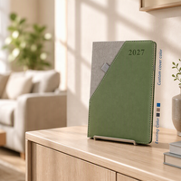 Calendriers du Nouvel An 2027 personnalisables en usine, couverture en cuir, reliure spirale, agenda, carnet de notes, planificateur