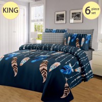 Ensemble de literie à imprimé floral tendance, 1 couette, 1 drap, 4 taies d'oreiller, literie douce pour la chambre principale, usage domestique