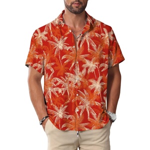Camisas de Verano sin Mangas con Cuello Mandarín y Estampado Hawaiano para Hombre, Estilo Casual para la Playa, Uso Diario, Protección Anti-UV - Product Image 1