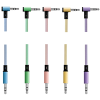 Câble audio tressé en nylon 3,5 mm mâle-mâle, angle droit/angle gauche, câble AUX pour téléphone, haut-parleur de voiture, MP3, casque
