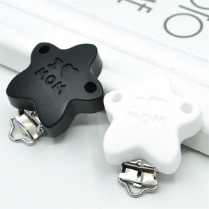 Handmade Tùy Chỉnh Chuỗi Phụ Kiện Silicone Phẳng Đen Kim Loại Núm Vú <span class=keywords><strong>Clip</strong></span> - Product Image 1