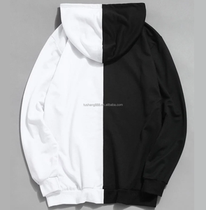 Оптовая продажа, Двухцветный пуловер, индивидуальная однотонная Двухцветная Толстовка с капюшоном для мужчин - Product Image 2