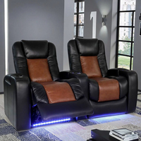 Muebles de sofá de cine en casa de cuero con luces LED para sala de cine sillón reclinable de teatro extensible