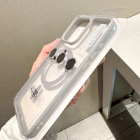 2 in 1 TPU+PC Macron Clear Shockproof Magnetic Phone Case Cover Pelindung Lensa Kamera untuk iPhone 13 14 15 16 18 17 Pro Max Plus