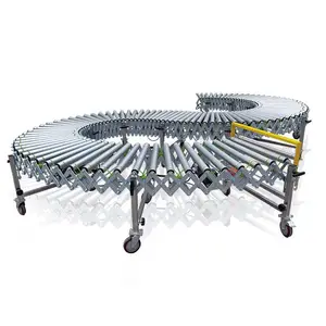 Transportasi gudang distribusi otomatis rol fleksibel konveyor untuk lini perakitan dan pembongkaran barang pemuatan