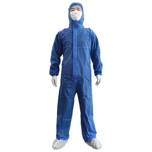 โรงงานขายส่ง OEM สารเคมีป้องกันจิตรกรรมขัด Workwear สีฟ้านอนวูฟเวน 50 กรัม PP สีทิ้ง Coverall