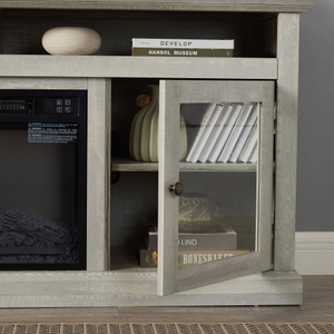 Meuble TV contemporain en bois avec console multimédia moderne et insert de cheminée de 18 pouces pour salon, compatible avec les téléviseurs jusqu'à 65 pouces - Product Image 6