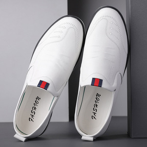 Men's Leather Loafers Black Soft Sole Business Casual Shoes Office Wear Flat <b>Heel</b> British Style Dress Shoes - Product Image 2