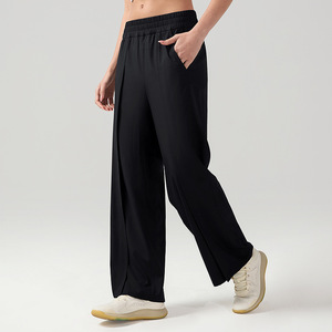 Frauen Front Plissee High Waist Fitness Hose Lose Schnellt rocknende Atmungsaktive Gerade Bein Größe 28 Sport Unterhaltung - Product Image 6