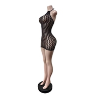 PEEQI W7437 New Arrivals Women Dresses Mesh See Through Hollow Out Mini Ladies Y2K Sexy Bodycon Lingerie