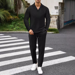 Mùa Thu Waffle Mens Jogger Thiết Lập Biểu Tượng Tùy Chỉnh Giản Dị Tập Luyện 2 Mảnh Phù Hợp Với Tracksuit Dài Tay Áo Bộ Với Quần - Product Image 3