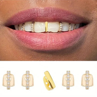 Grilles dentaires Hip Hop pour dents supérieures et inférieures, bijoux et accessoires dentaires plaqués pour costumes de rappeur et cosplay