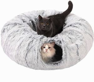 Multifunctional <b>Cat</b> Tunnel with <b>Cat</b> Bed Collapsible <b>Plush</b> <b>Cat</b> Tunnel Bed with Cushion Tube - Product Image 1