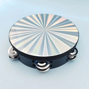 Wholesale Laser Tambourine Black Wooden Frame Double Row Metal Jingles Hand Frame <b>Drum</b> - Product Image 4