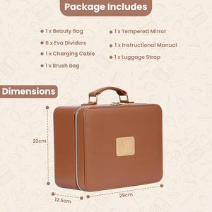 Sac à main professionnel doux et mignon pour pinceaux de maquillage, étui cosmétique avec miroir LED intégré, étui cosmétique étanche - Product Image 5