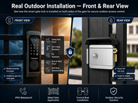 Cerradura Inteligente para Puerta de Entrada Automática, Cerradura Eléctrica para Puerta de Garaje, Cerradura Inteligente con Huella Digital, WiFi, Impermeable para Exteriores, Ttlock
