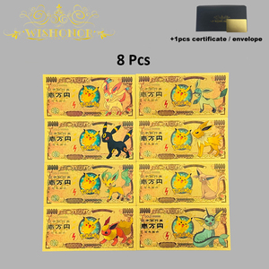 8 Jenis Uang Kertas Anime Eevee Jepang Berlapis Emas 24k untuk Koleksi - Product Image 1