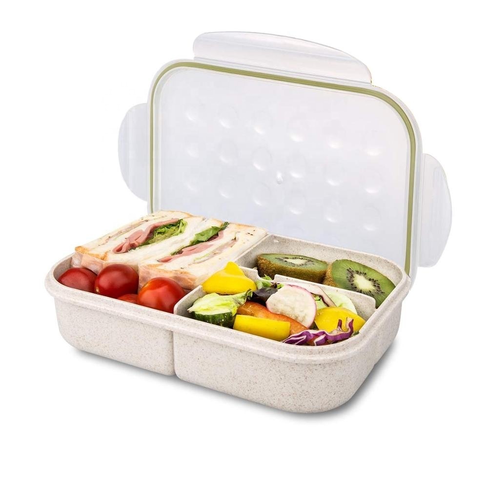 Étanche En Plastique À 3 Compartiments Micro-ondable Enfants Bento Boîte à Lunch