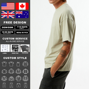 Camiseta KingSen de color sólido lavado para hombre, de algodón grueso, informal, para uso diario, lisa, personalizable, de manga corta. - Product Image 2