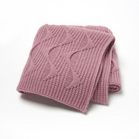 Couverture Bébé en Coton Biologique Doux Tricotée Câblée Couleur Unie, Couverture d'Emmaillotage pour Nouveau-né, Cadeau pour Crèche, OEM ODM