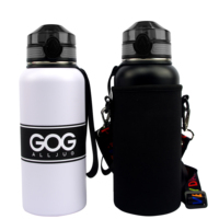 Termo de Metal aislado al vacío, botella de agua de acero inoxidable, sin BPA, con tapa táctil, 32 oz