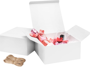 ValBox 8x8x4 Inches 12 PCS White Corrugated Board Recyclable Rigid <b>Gift</b> <b>Boxes</b> Lids for <b>Wedding</b> Birthday Favors-Easy Assembly - Product Image 1
