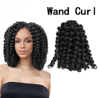 Capelli Sintetici Tinti All'Ingrosso per Crochet, Ricci a Bacchetta da 8 Pollici per Donna, Treccine Corte Ricci Pre-annodate, Modellabili con Acqua Calda