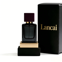 Flacon de parfum carré noir professionnel de 50 ml avec bouchon violet pour les marques de parfums et les parfumeurs