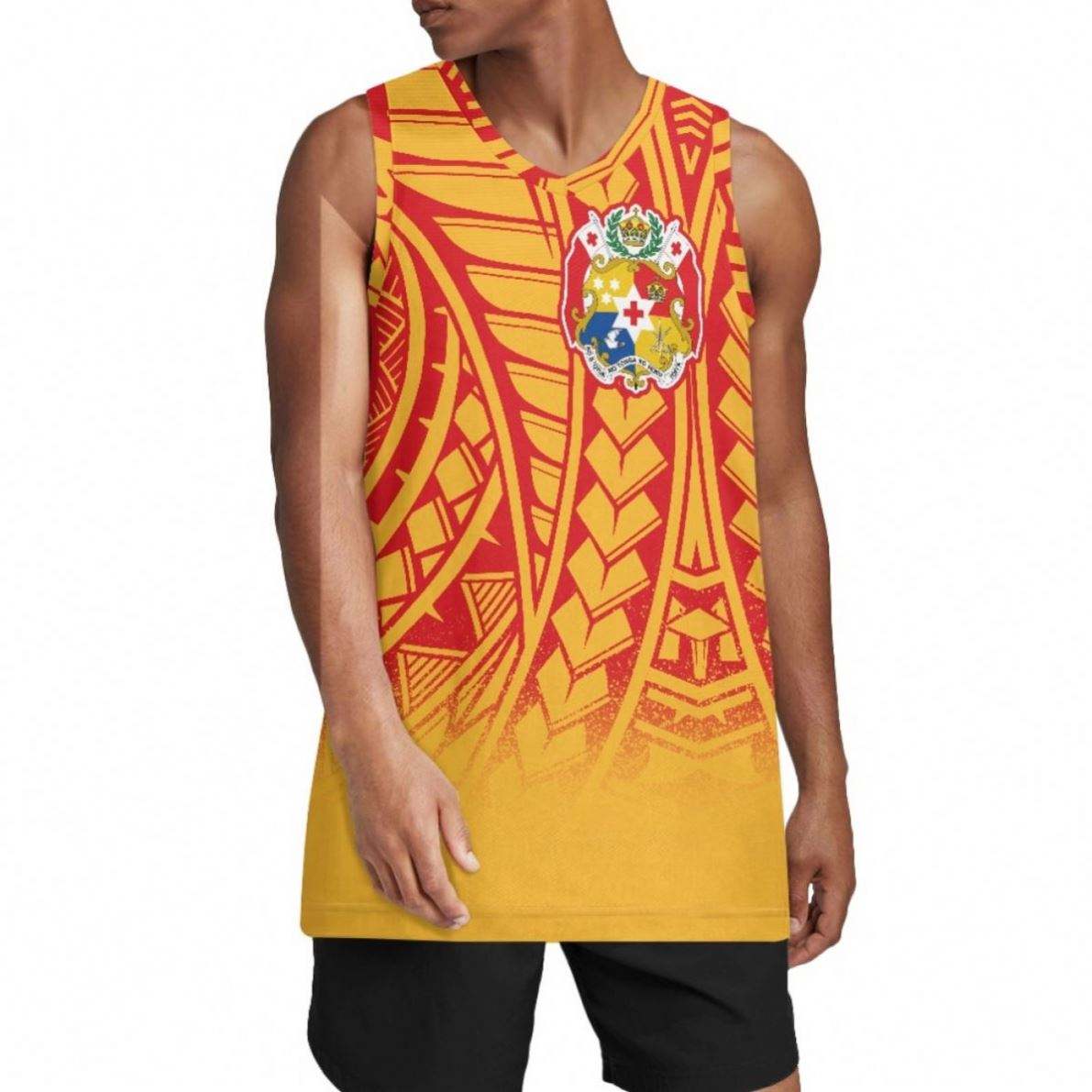 Men's Basketball Jersey with Custom Logo and Polynesian Tattoo