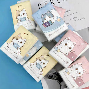 Senwen Happy Cat Mouchoirs en papier Vierge Pâte de bois Poche Boîte de <span class=keywords><strong>cube</strong></span> en tissu 9 paquets 3 plis 8 feuilles Joli chat <span class=keywords><strong>Mouchoir</strong></span> en tissu - Product Image 2