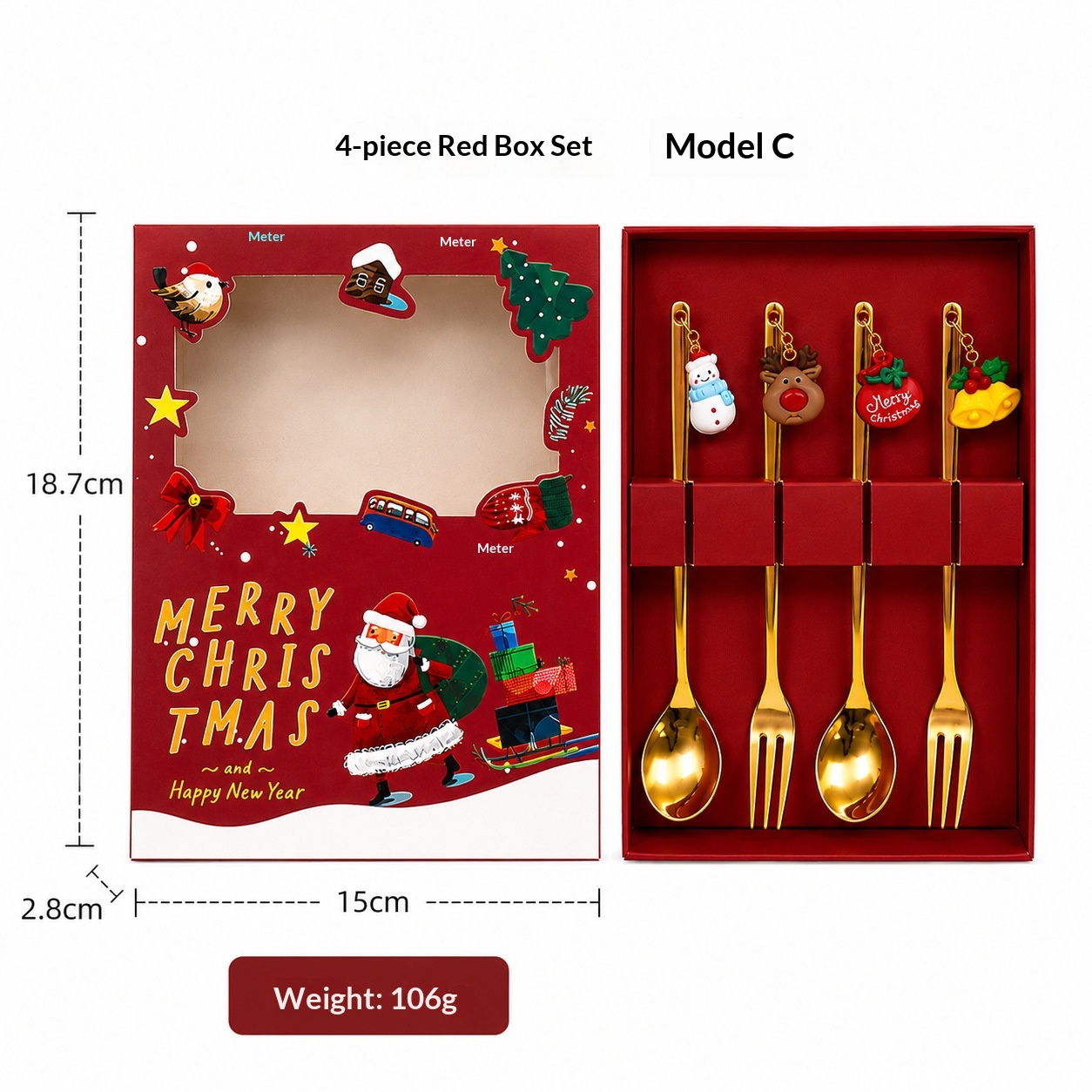 Gold red box set of 4 C