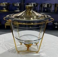 Chauffe-Plat Buffet Portable de Luxe 2.0L à Alcool Solide, en Acier Inoxydable, pour Stockage, Design Doré
