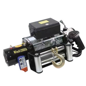 2000-20000lbs <strong>12V</strong> 24V <strong>DC</strong> Off-Road <strong>Electric</strong> <strong>Winch</strong> Hoist with Steel Cable 25m Lifting Height Manual/Wireless Remote Control - Product Image 1