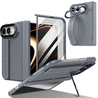 Coque de téléphone pliable 360° avec protection intégrale en verre, support métallique pour appareil photo, bracelets en silicone et charnière en PC mat pour iPhone Duo Fold
