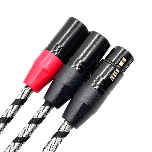 Balanced Stereo XLR Microphone Splitter Cable-1m Male to 2 Female Y Cable with PVC/Nylon Jacket for Speakers