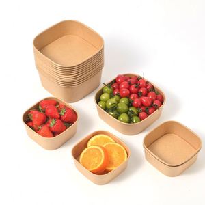 Tazón Cuadrado de Papel Kraft Ecológico Desechable de Fábrica Shandong, Varios Tamaños, Biodegradable, Apto para Microondas, con Tapa, MOQ 300 Piezas - Product Image 4