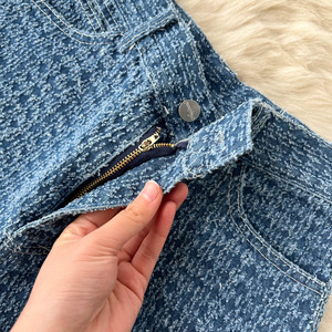 Completo in Denim da Donna: Top Corto <span class=keywords><strong>con</strong></span> Risvolto e Pantaloni a Gamba Larga a Vita Alta, Stile Retrò Casual - Product Image 3