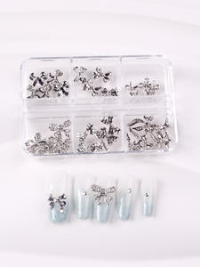 TSZS 6 grano/caja 3D cinta arco aleación Nail Art Charms oro plata Metal gemas para Nail Art Craft pegatinas y calcomanías suministro - Product Image 2