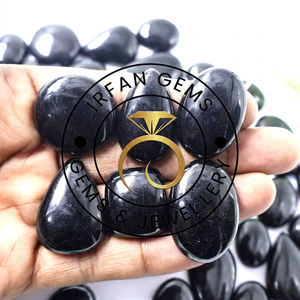 Turmalina Negra Natural Cabujón Pulido con Base Plana para Joyería, Envoltura con Alambre, Sanación, Turmalina Negra - Product Image 3