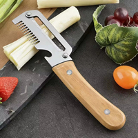 Nieuw ergonomisch schilmesje met houten handvat, roestvrijstalen groenteschiller met houten handvat, 2-in-1 fruit- en aardappelschiller