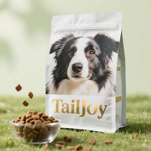 Sachet Doypack personnalisé à fond carré avec fermeture éclair pour aliments pour animaux de compagnie, emballage refermable pour croquettes chiens et chats, en film PET de qualité alimentaire - Product Image 2