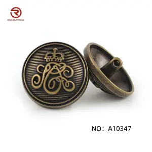 Shank Buttons Metal Button Manufacturer No MOQ Wholesale Custom Embossed Brass Gold Plated Metal Shank Button For Clothes
