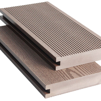 Plancher de terrasse extérieur en composite WPC co-extrudé, lisse, moderne, imperméable, antidérapant, à grain de bois, pour salle de bain et jardin