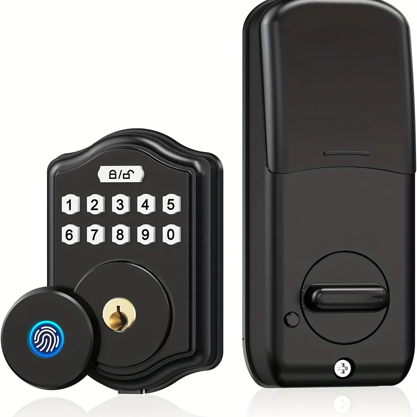 قفل ذكي ، قفل باب دخول بدون مفتاح مع بصمة الإصبع/رمز لوحة المفاتيح/المفتاح ، تركيب سهل لأمن الباب