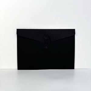 Custom Recycled Premium Black Kraft Paper Business <b>Gift</b> Wallet <b>Envelope</b> Small Square Invitation with Button Closure - Product Image 5